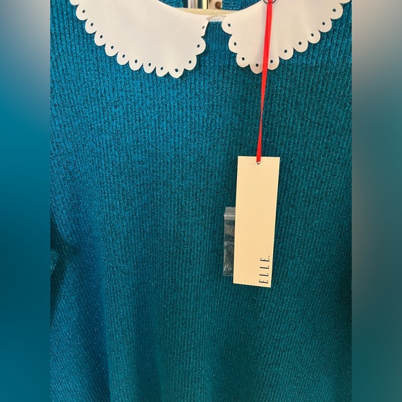 ELLE - Layered Tunic Metallic Sweater - Picture 3 of 9